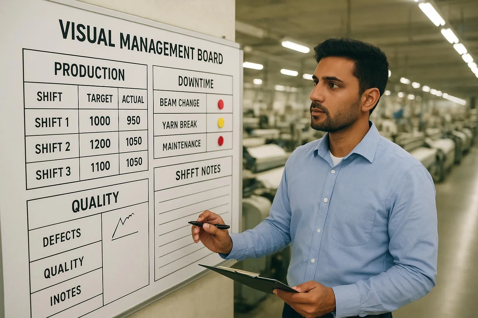 Visual Management Boards for Real-Time Textile Production Tracking