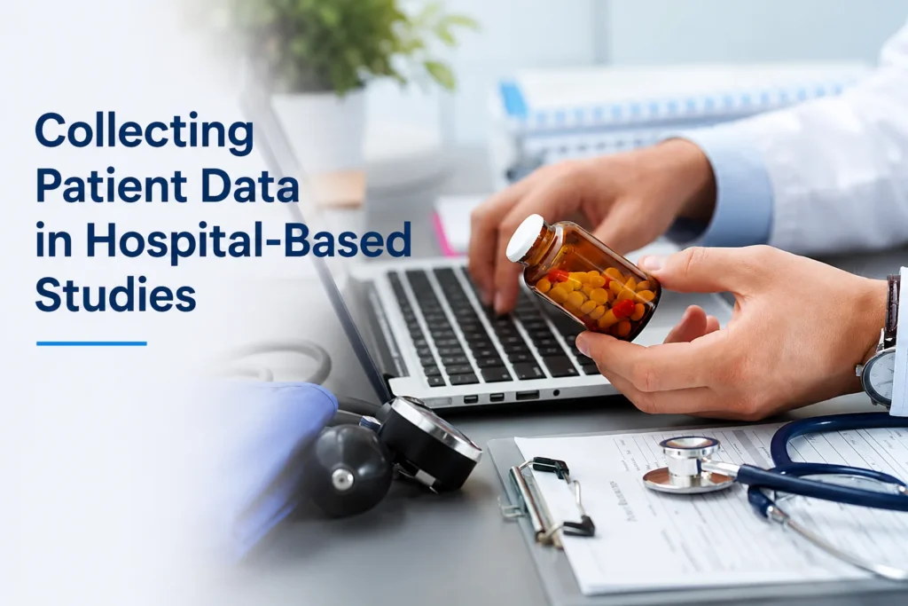 Healthcare professional collecting and managing patient data for hospital-based clinical studies