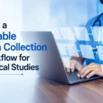 Healthcare professional using a digital workflow system for medical study data collection