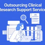 Clinical research professional working on outsourced healthcare support services in a laboratory environment
