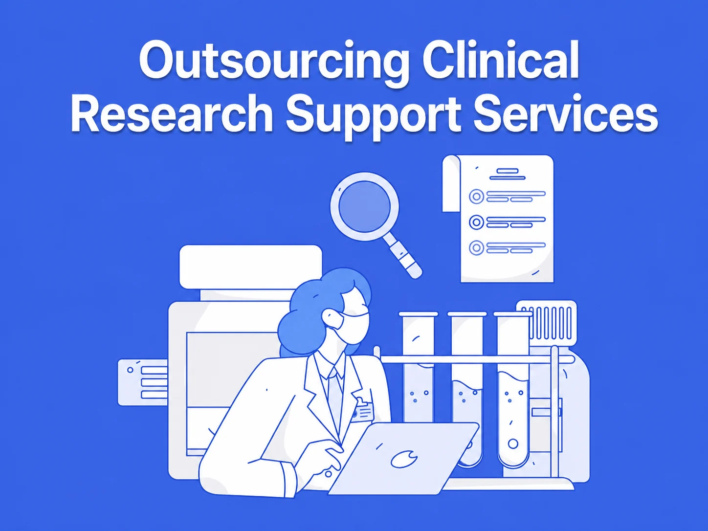 Clinical research professional working on outsourced healthcare support services in a laboratory environment