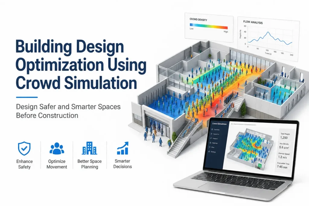Building Design Optimization Using Crowd Simulation